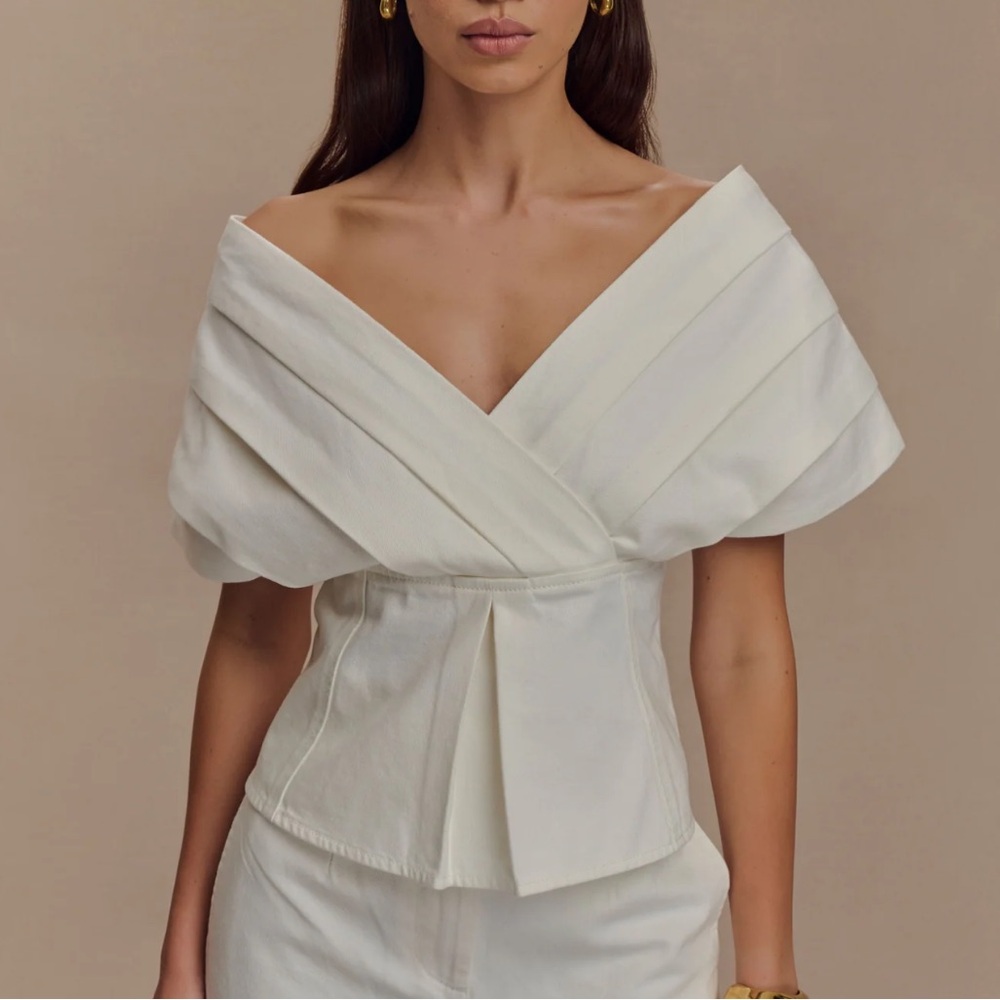 Meshki Off-Shoulder White Blouse